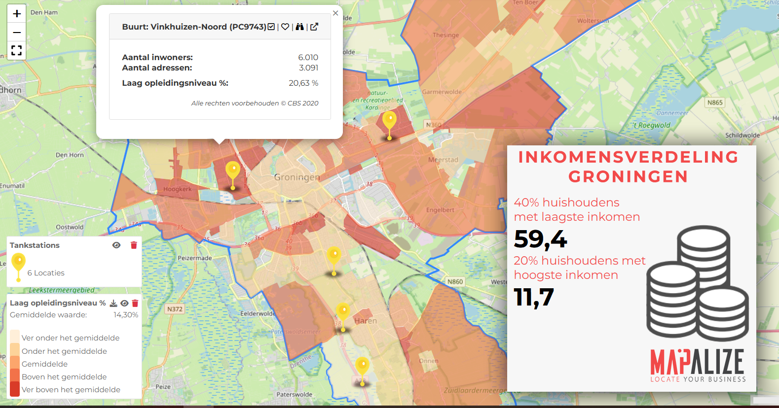 Mapalize - Inkomensverdeling Groningen